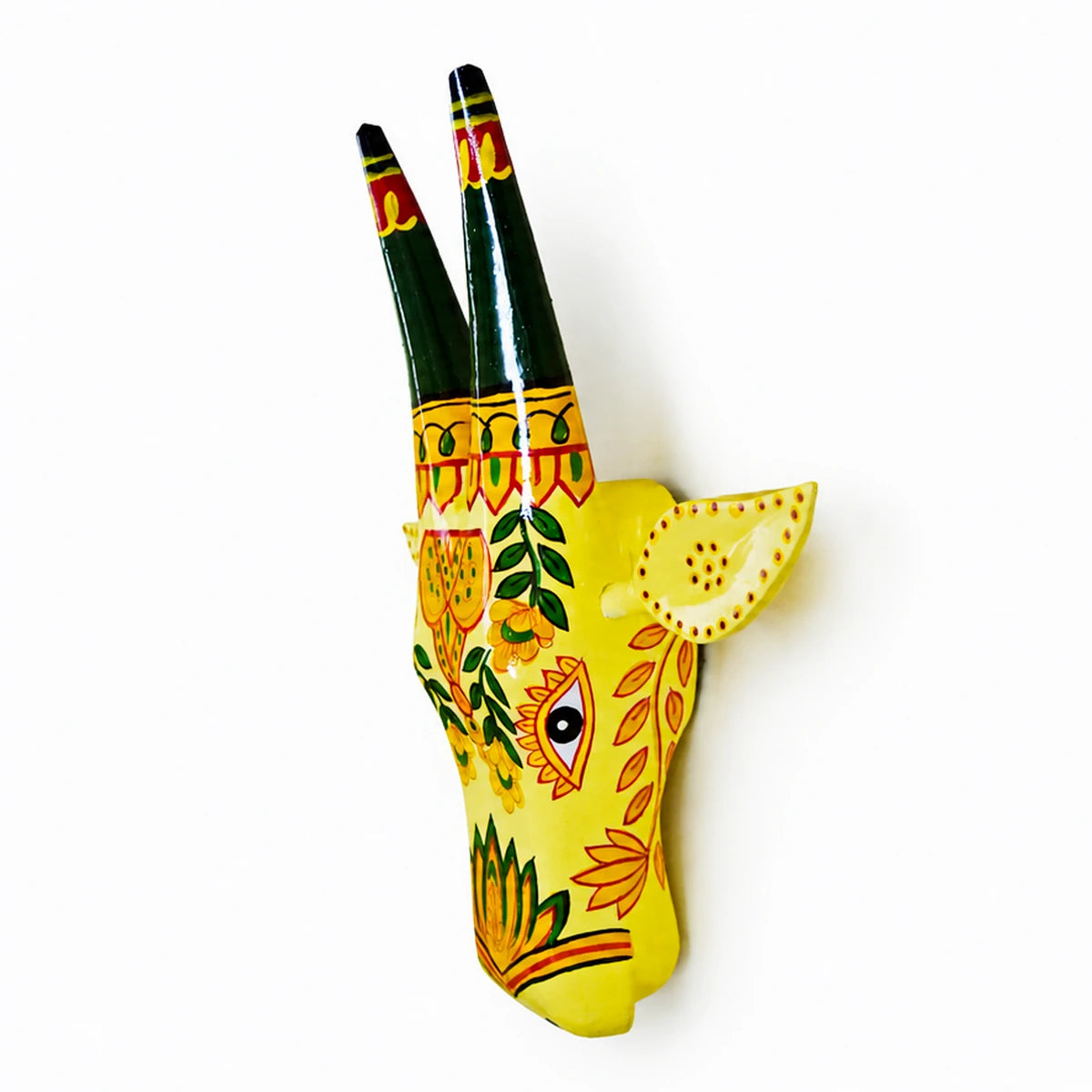 Yellow Hand Painted Cow Head Wall hanging 12inch