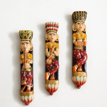 Musician Hand Painted Standing Lady Set of 3