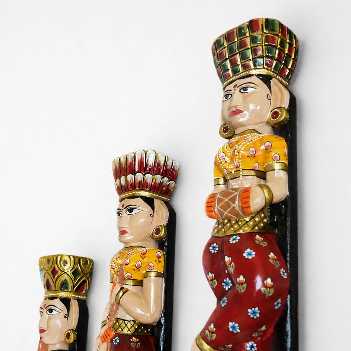 Musician Hand Painted Standing Lady Set of 3