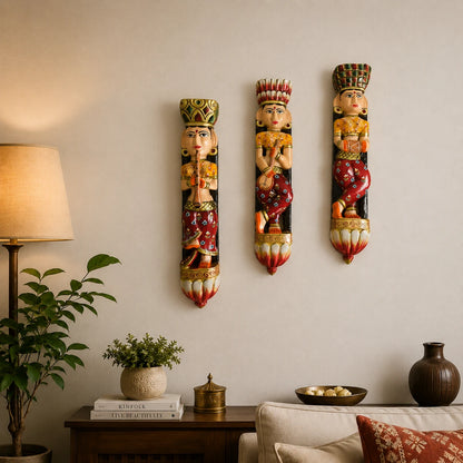 Musician Hand Painted Standing Lady Set of 3