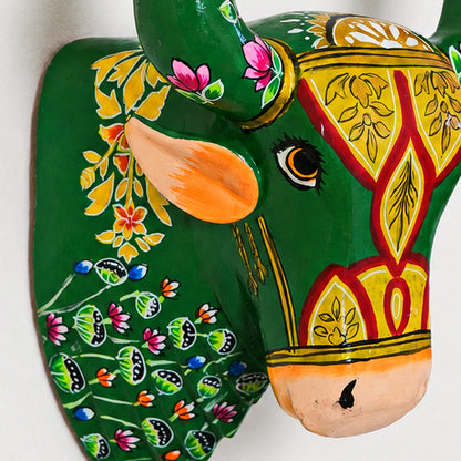 Green Cow Head Wall Hanging