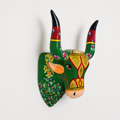 Green Cow Head Wall Hanging