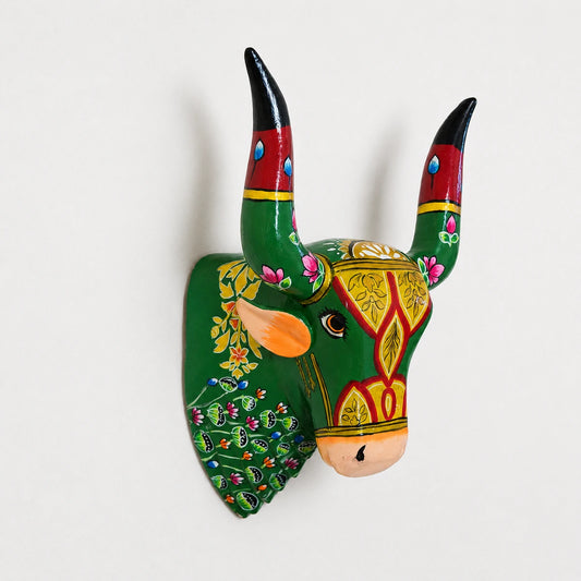Green Cow Head Wall Hanging