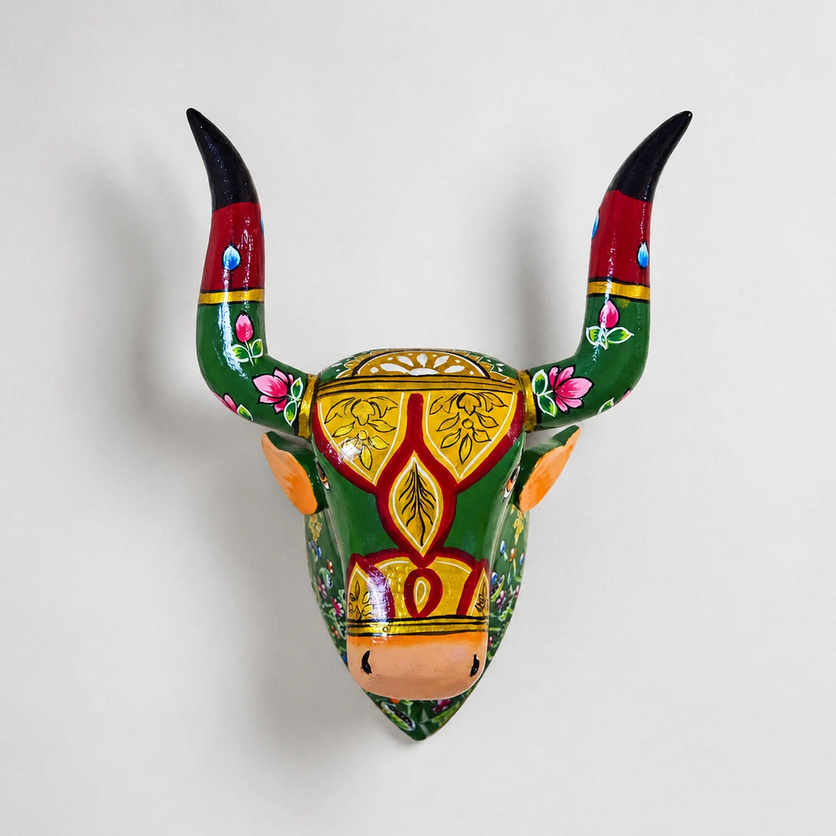 Green Cow Head Wall Hanging