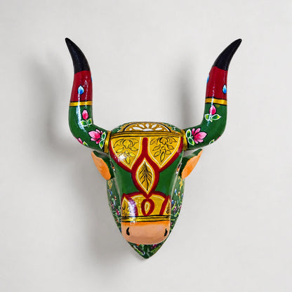 Green Cow Head Wall Hanging