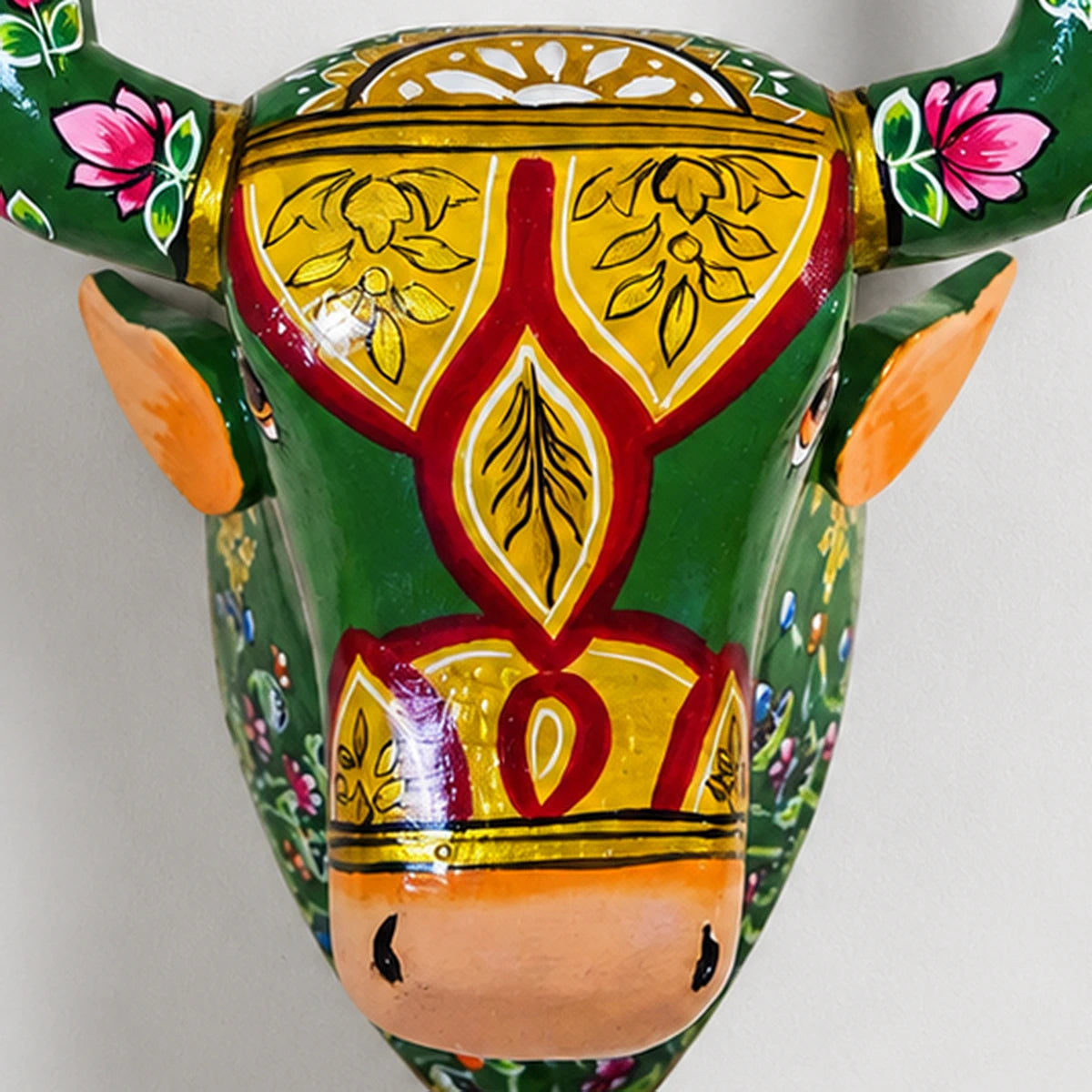 Green Cow Head Wall Hanging