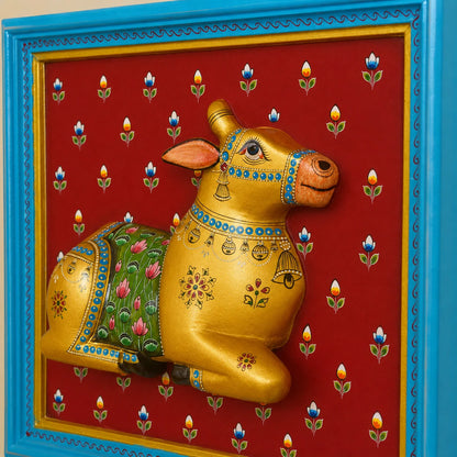Hand Painted Golden Cow frame