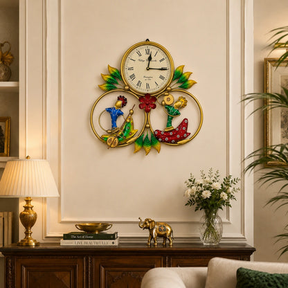 2 Musician Hand Painted Metal Wall Clock