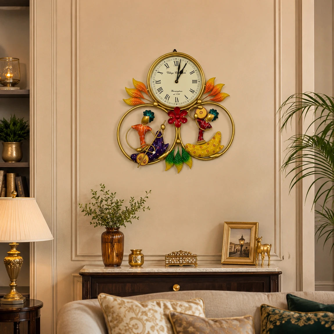 2 Musician Hand Painted Metal Wall Clock