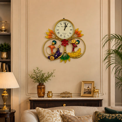 2 Musician Hand Painted Metal Wall Clock
