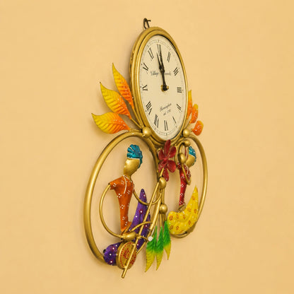 2 Musician Hand Painted Metal Wall Clock