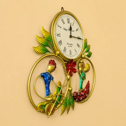 2 Musician Hand Painted Metal Wall Clock