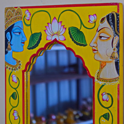 Radha krishna Hand Painted Mirror Frame
