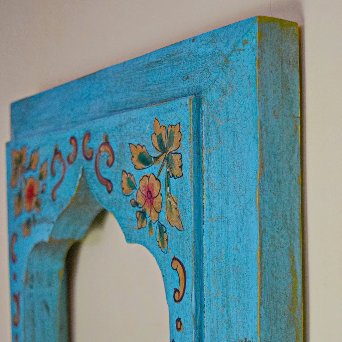 Crackled Antique Finish Hand Painted Green Frame