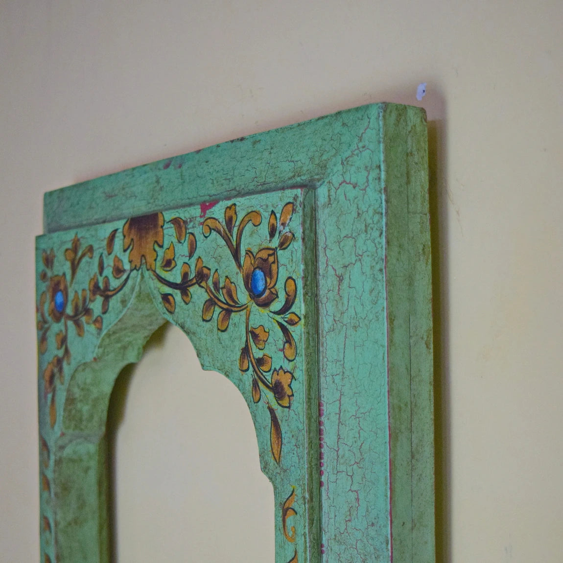 Crackled Antique Finish Hand Painted Blue Frame