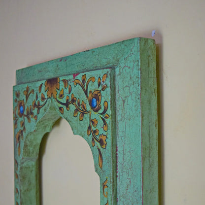Crackled Antique Finish Hand Painted Blue Frame