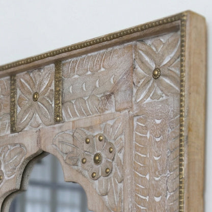 White Wash Carved Mirror Frame
