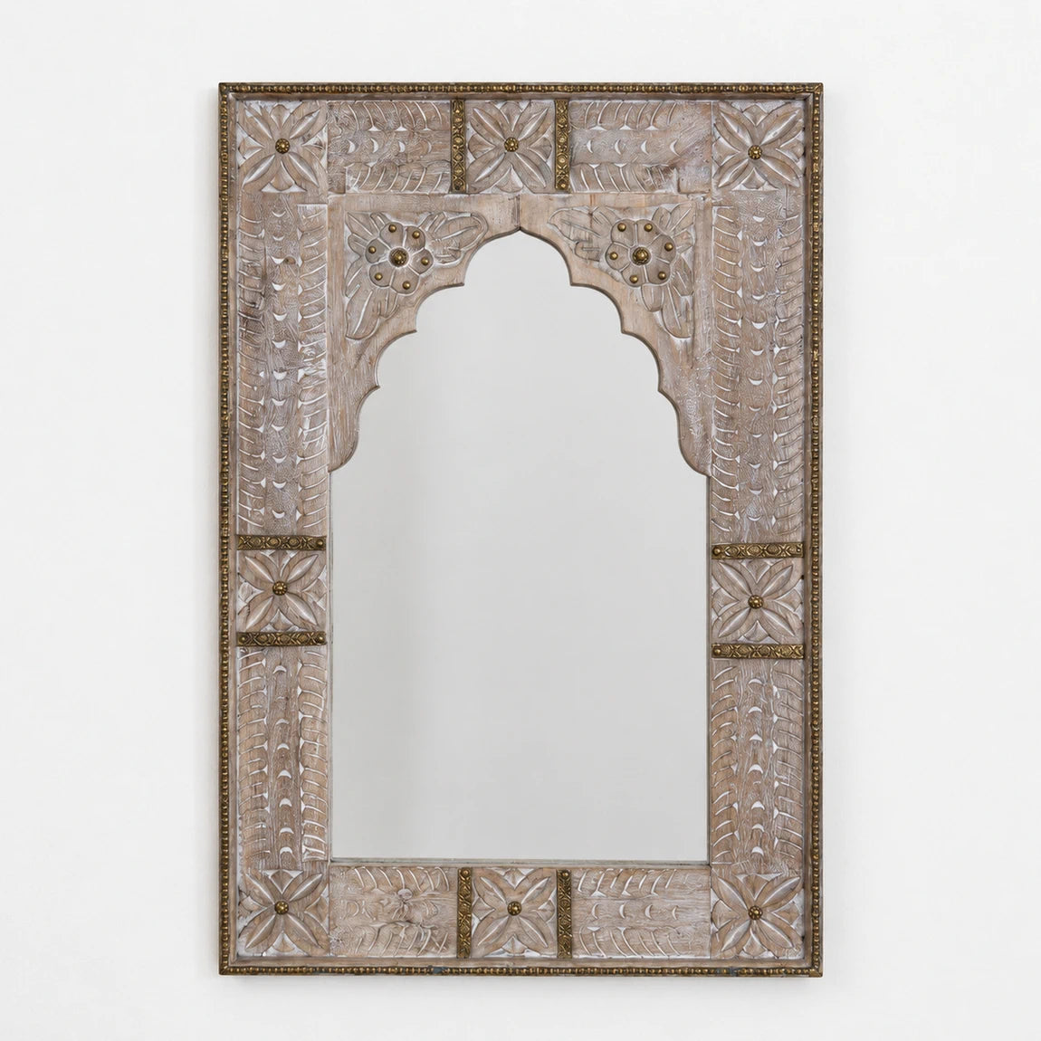 White Wash Carved Mirror Frame