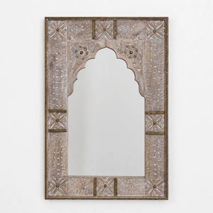 White Wash Carved Mirror Frame