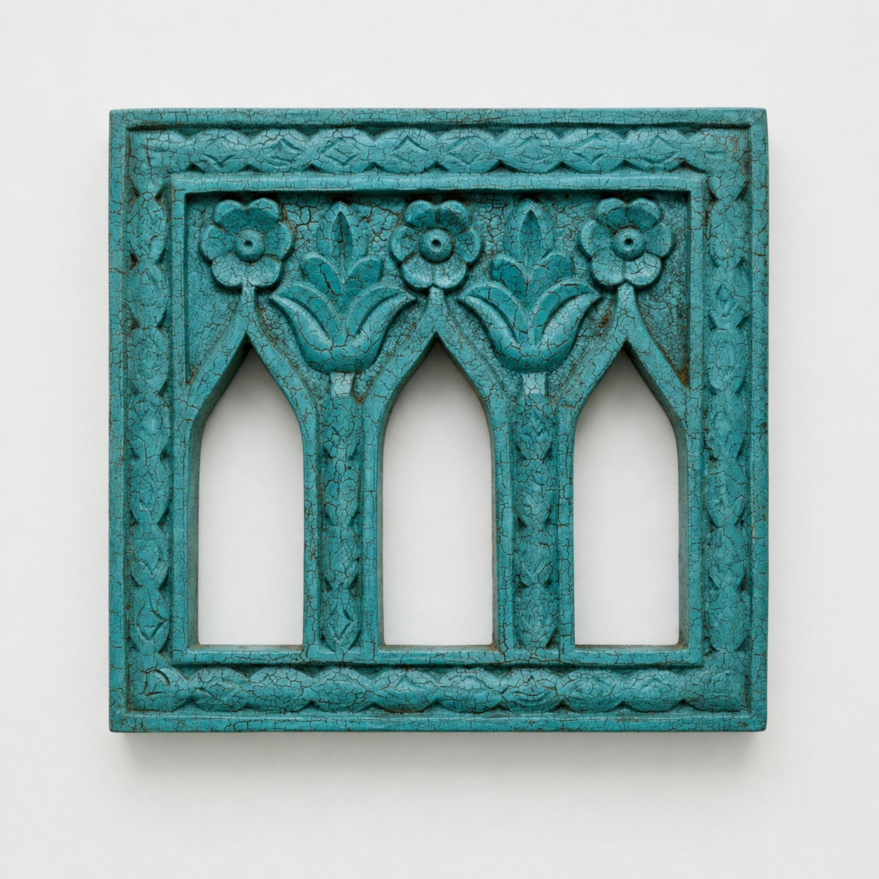 Crack Finish Antique Blue Tibari Jarokha Frame