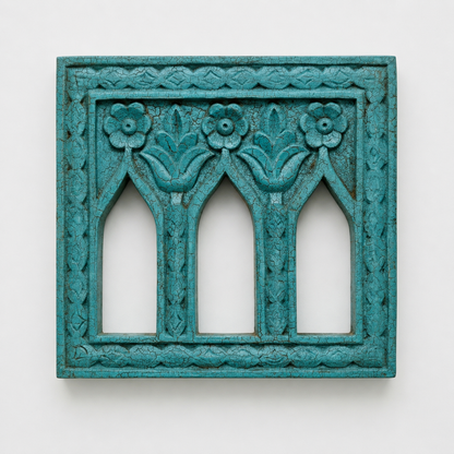Crack Finish Antique Blue Tibari Jarokha Frame