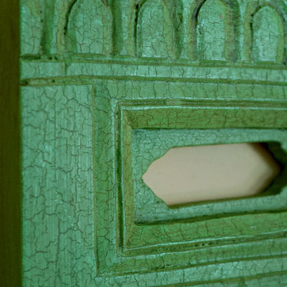 Crack Finish Antique Green Jarokha Frame