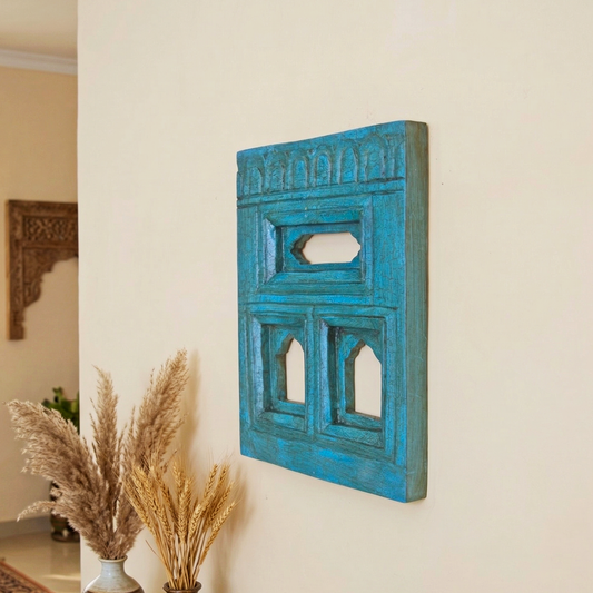 Crack Finish Antique blue Jarokha Frame