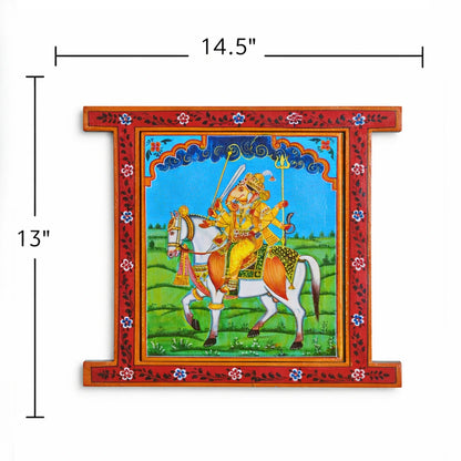 Hand Painted Ganpati ji Pichwai Window With Crack Antique Look