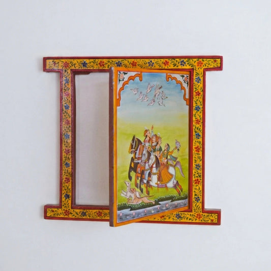 Hand Painted Mugal Pichwai Window With Crack Antique Look